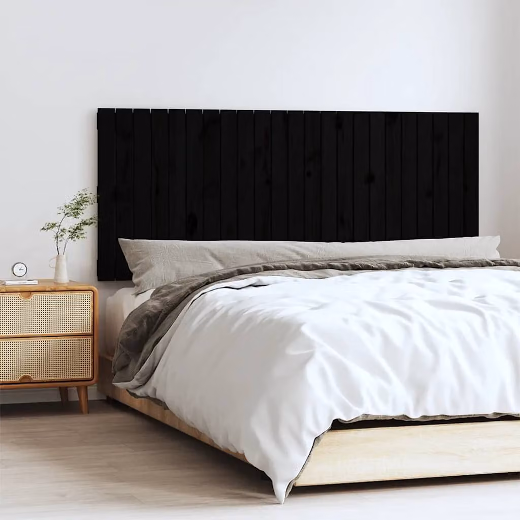 Testiera da parete vidaXL in legno massello di pino nero, L 147 cm x H 60 cm x P 3 cm