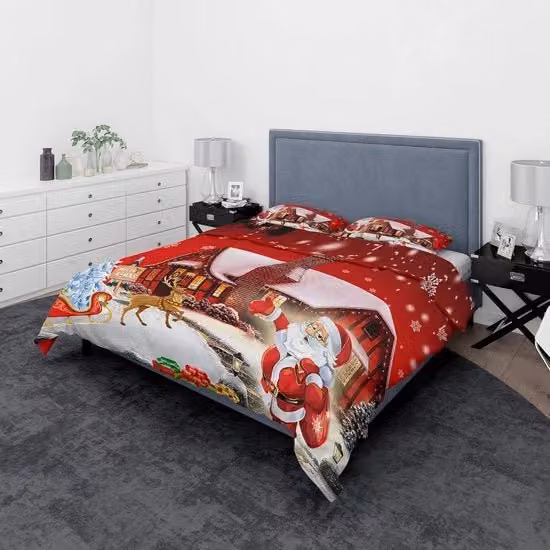 Coperta da letto natalizia in microfibra rossa per adulti