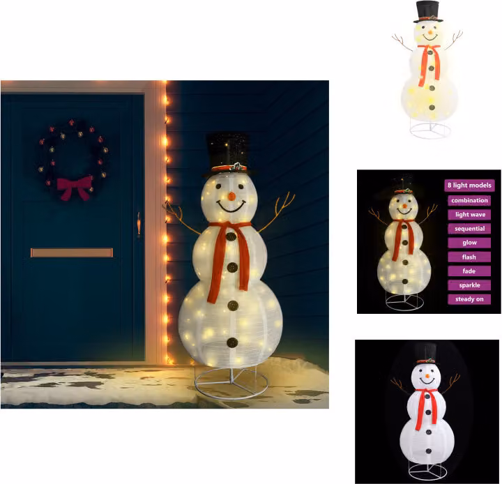 vidaXL LED pupazzo di neve Natale in tessuto 180 cm - Illuminazione natalizia