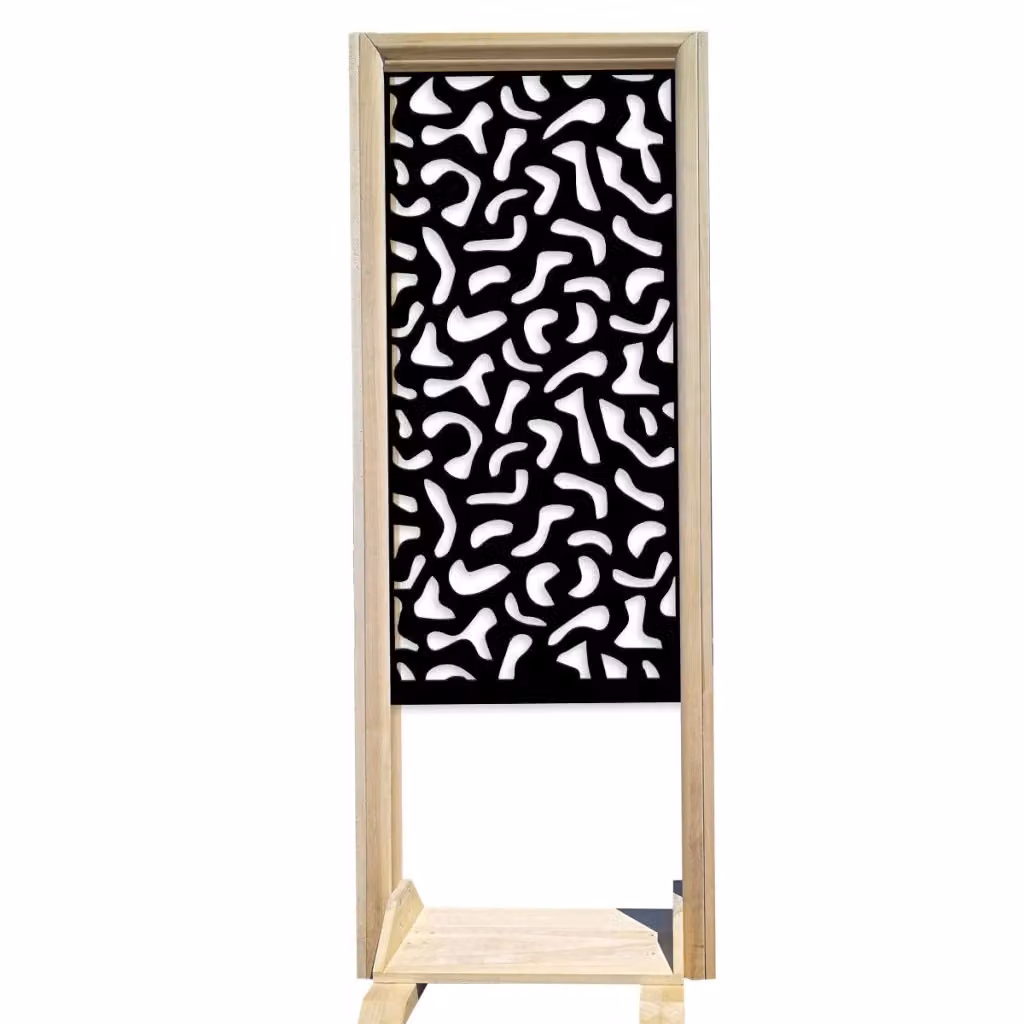 Signorbit Separè Macchie Paravento Modulabile in Legno e PVC Nero L: 70 cm, H: 190 cm, P: 50 cm – 2