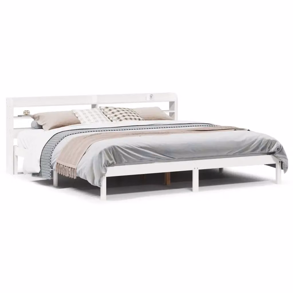 Letto in legno massello di pino bianco stile rustico vidaXL L/P: 180 x 200 cm – 2