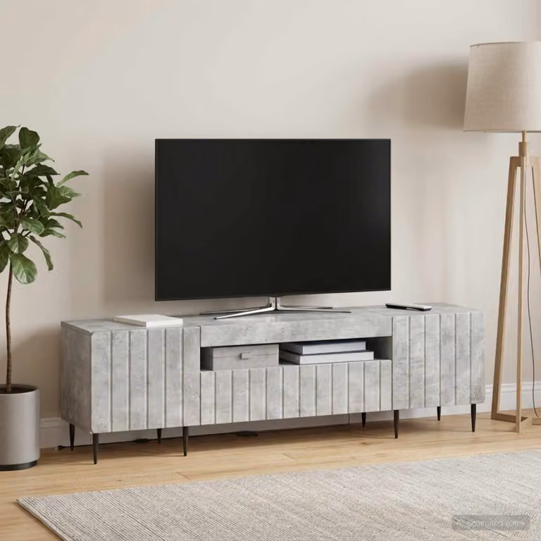 Mobile TV LED vidaXL ZWOLLE moderno in legno, Grigio, L 153 x P 35 x H 43 cm