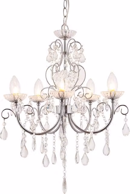 Lampadario bagno Tabitha cromato cristallo 5xG9 IP44