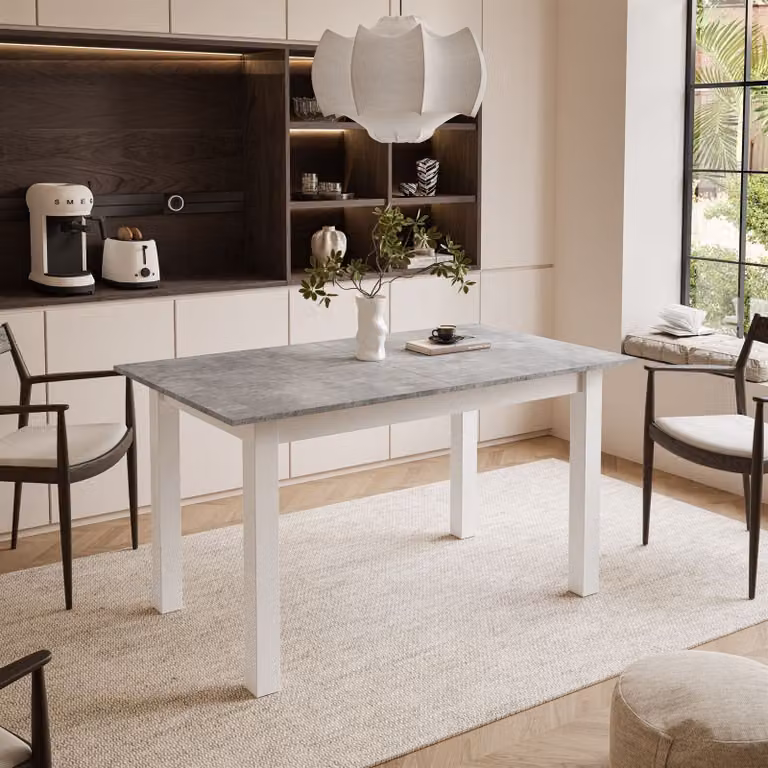 ARTON Tavolo allungabile 140 cm Bellato Grigio, colore delle gambe - Bianco