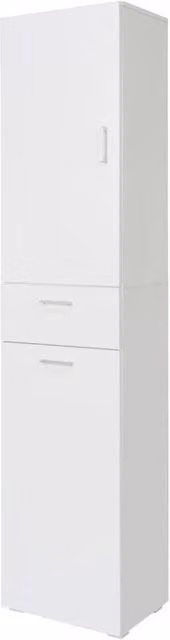 Armadio 1 Anta con Cassetto e Cestello 45x32x195 cm in MDF Bianco