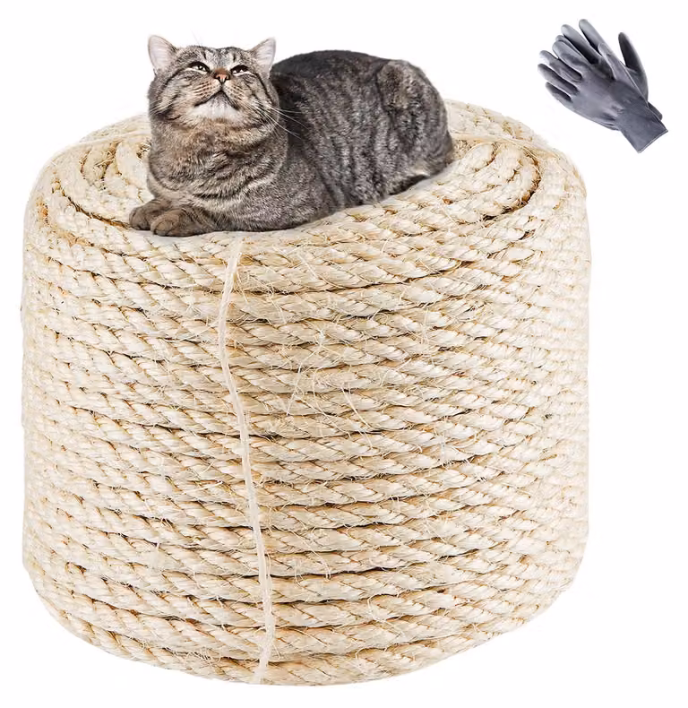 Corda di sisal naturale - 8 mm x 60 metri, ideale per tiragraffi per gatti e progetti fai-da-te