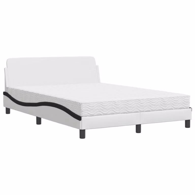 Letto con Materasso Dover Bianco e Nero 140x200 cm in Pelle finta