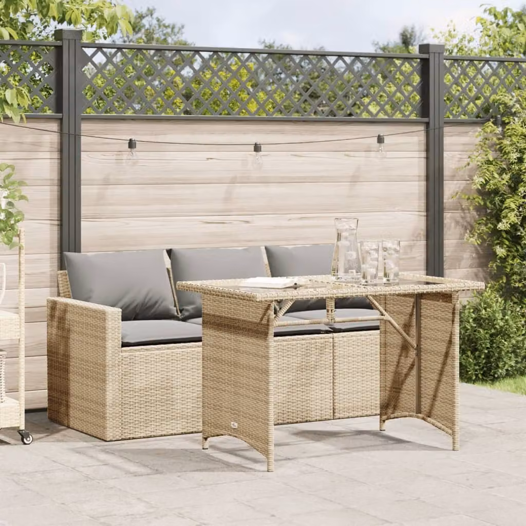 Maison Exclusive - Set da pranzo da giardino 2 pezzi con cuscini in polyrattan beige