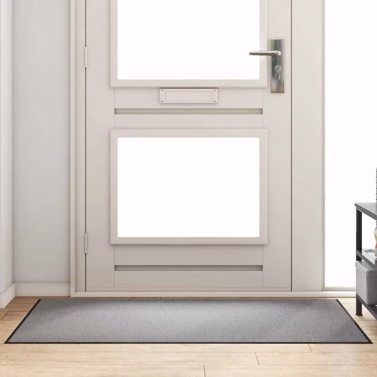 Tappetino rettangolare moderno vidaXL Grigio e Nero in 100% Poliammide, L: 90 cm, P: 150 cm