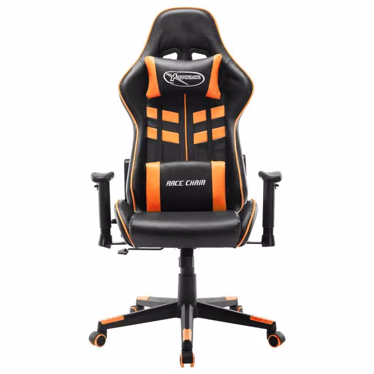 Sedia da Gaming Nera e Arancione in Pelle finta
