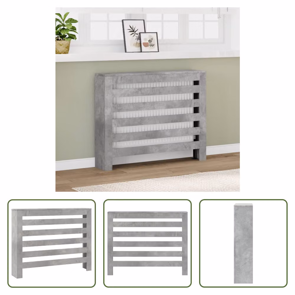 The Living Store Rivestimento per radiatori grigio cemento 104x20x82 cm materiale in legno