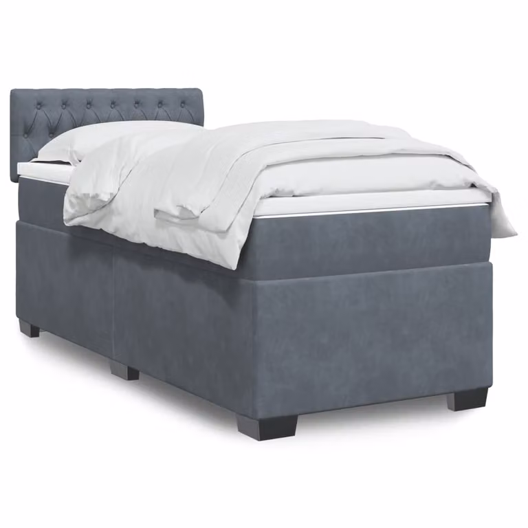 vidaXL Letto Ibrido con Giroletto a Molle e Materasso in Velluto Grigio, L 80 cm x P 200 cm