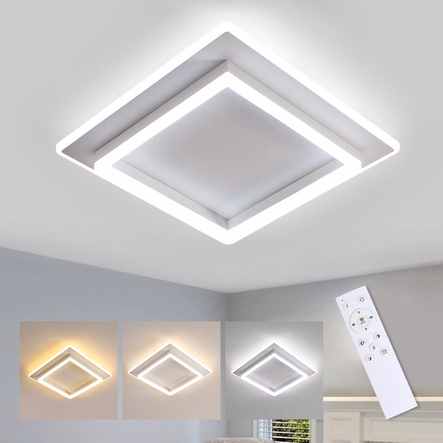 Lampada a LED da soffitto, design elegante, 41W, dimmerabile con telecomando