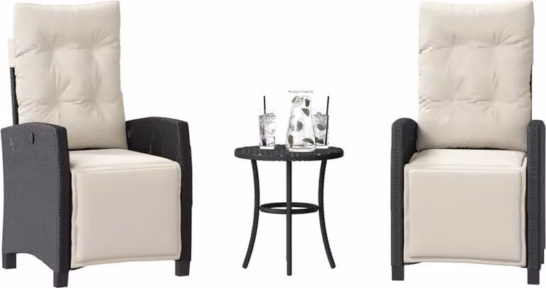Maison Exclusive - Set da bistrot 3 pezzi con cuscini Nero Poly Rattan