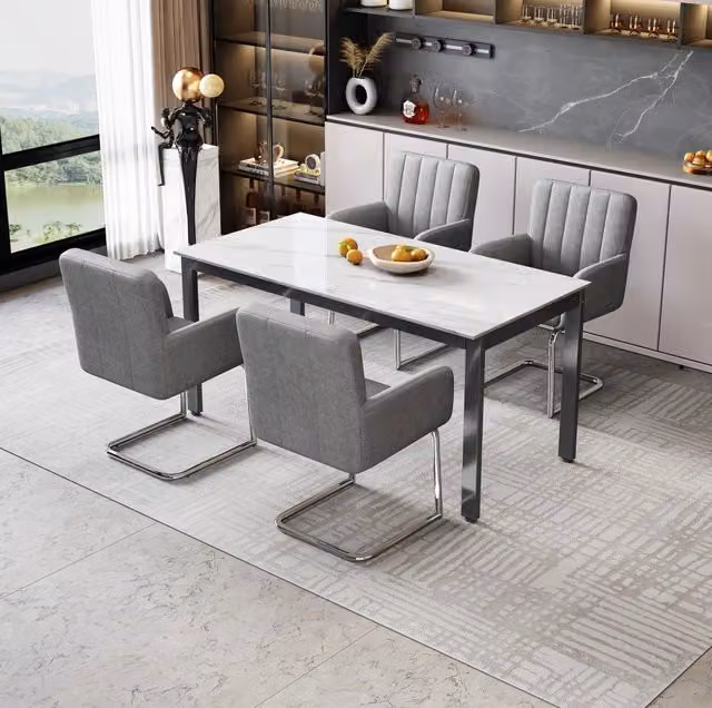 Sedie da pranzo 56x57x86 cm in similpelle grigia, set di 2