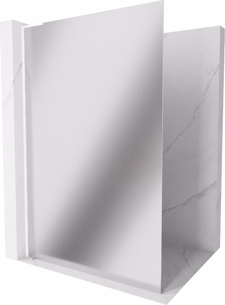 Mexen Kioto L parete doccia Walk-in 80 x 200 cm, specchio, bianco - 800-080-103-20-50