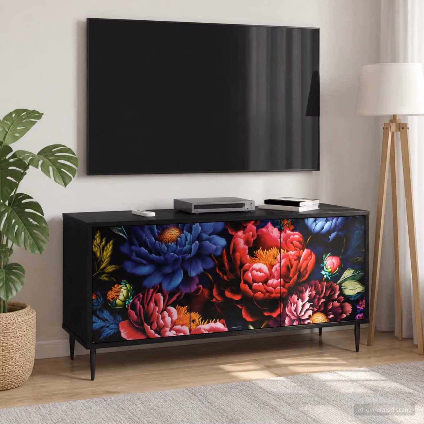 Mobile TV vidaXL KIEL in Rovere e Nero L: 102 cm, P: 33 cm, H: 51 cm