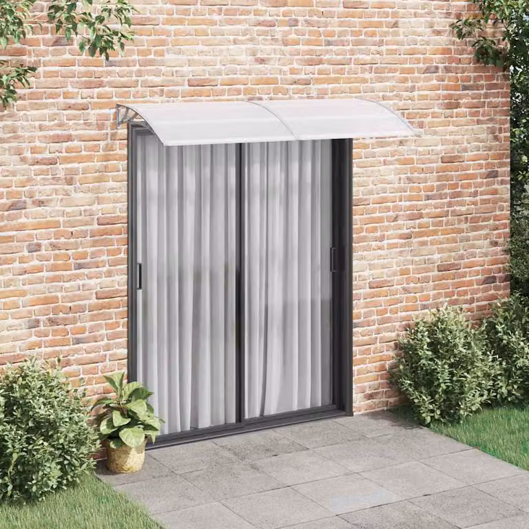 Pensilina per porta vidaXL in policarbonato e alluminio, Grigia e Trasparente, L: 200 cm, P: 75 cm