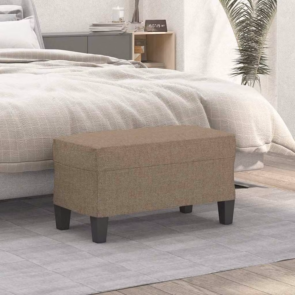Panca moderna vidaXL in tessuto beige e grigio con struttura in legno L 70 cm x P 35 cm x H 41 cm