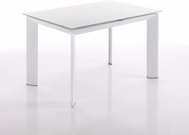 Tavolo allungabile in vetro temperato bianco cm. H.76xL.80xP.120