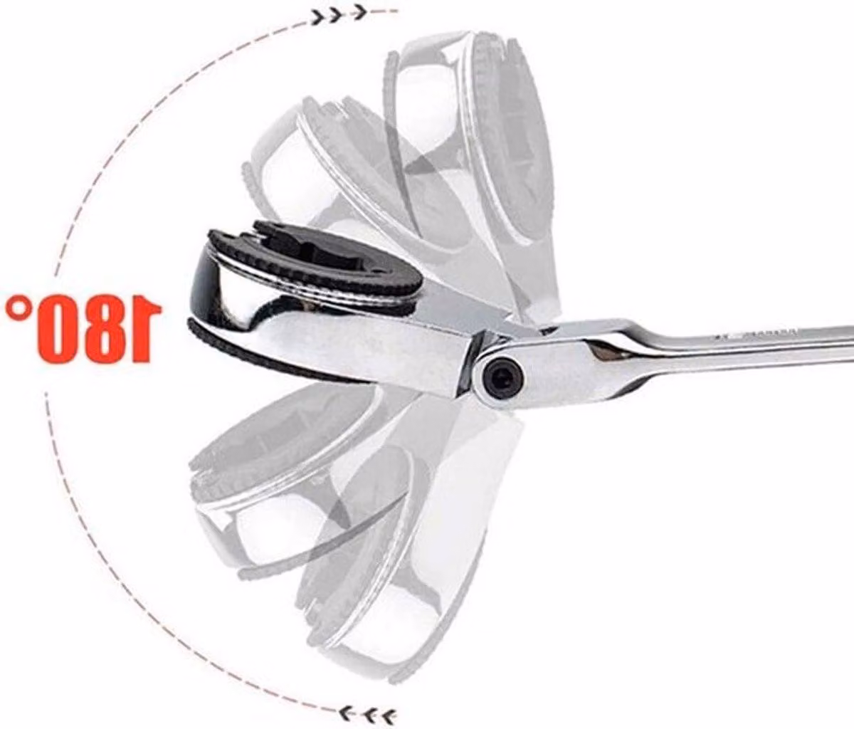 Chiave a bussola flessibile da 8 mm con meccanismo a cricchetto e doppia apertura, ideale per utensili manuali, perfetta per la manutenzione e la riparazione di motori e macchinari