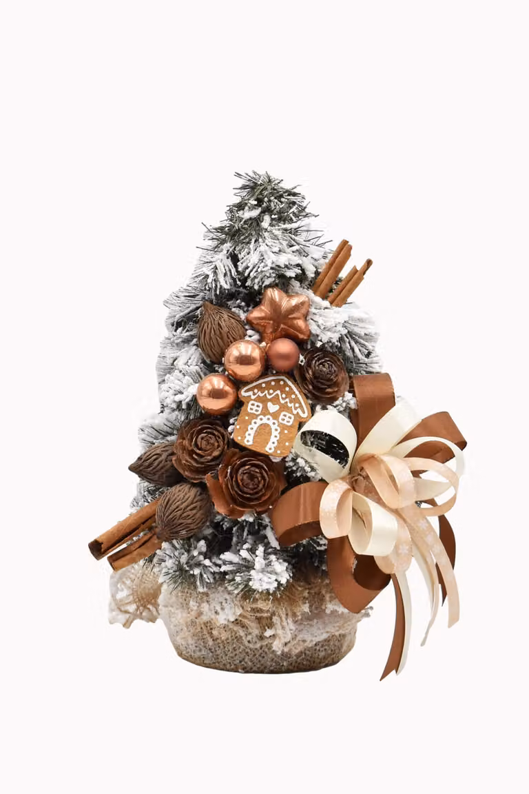 PINUS COMPANY | Albero di Natale - 30 cm - Cappuccino - Fatto a mano - Design rustico - Decorazione invernale
