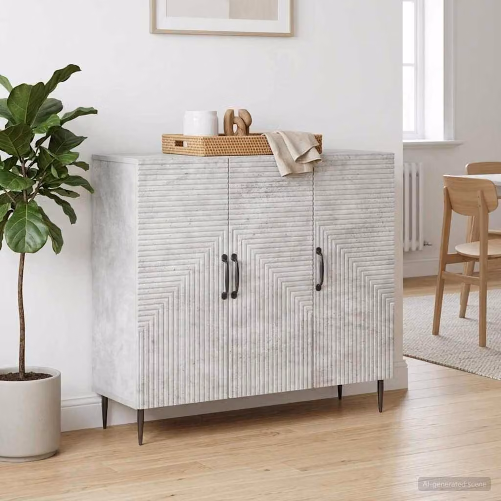 Credenza moderna vidaXL in legno ingegnerizzato MDF, colore grigio cemento, L 89 x P 34,5 x H 80 cm