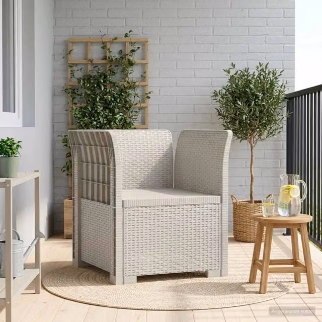 Poltrona a 1 Posto Moderna in Rattan e Plastica vidaXL Bianco Opaco