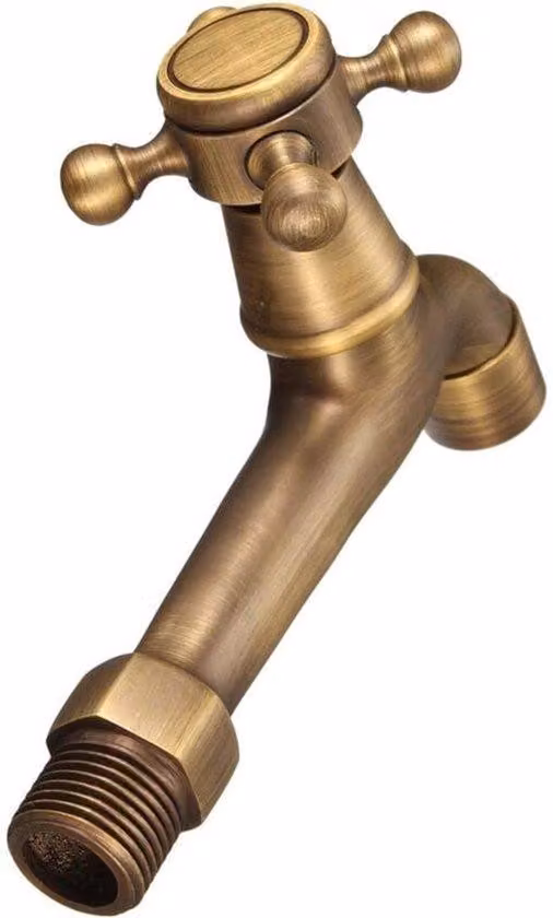 Rubinetto antico in ottone - per bagno, cucina, WC, giardino (una serie) - Modello lungo
