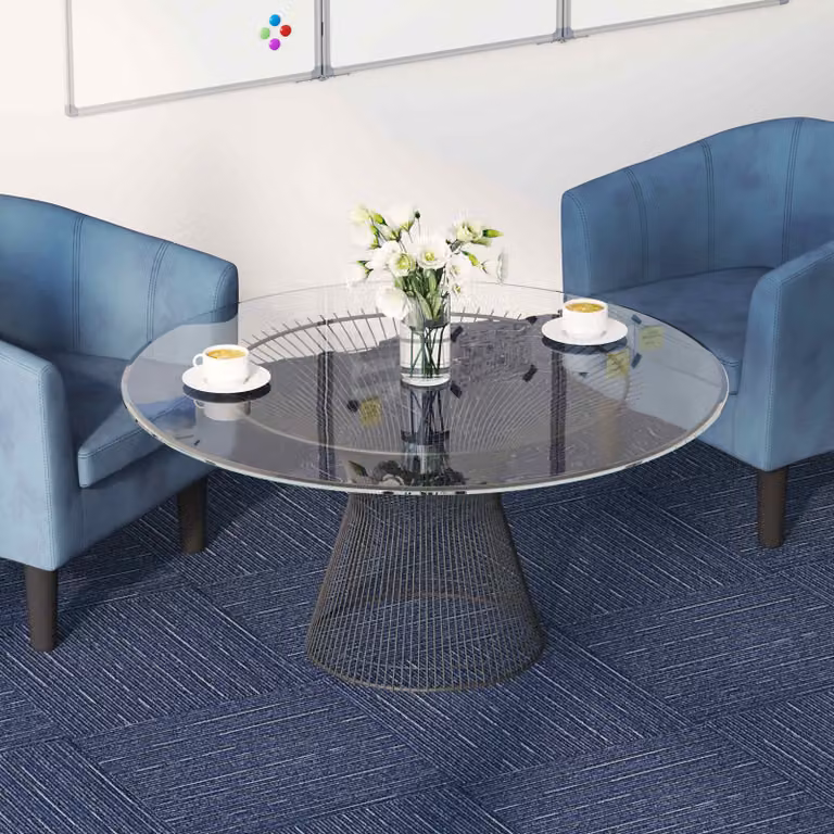 vidaXL Piastrelle per Tappeto a Strisce Blu in Polipropilene, Set da 36 Pezzi, L/P: 50 x 50 cm