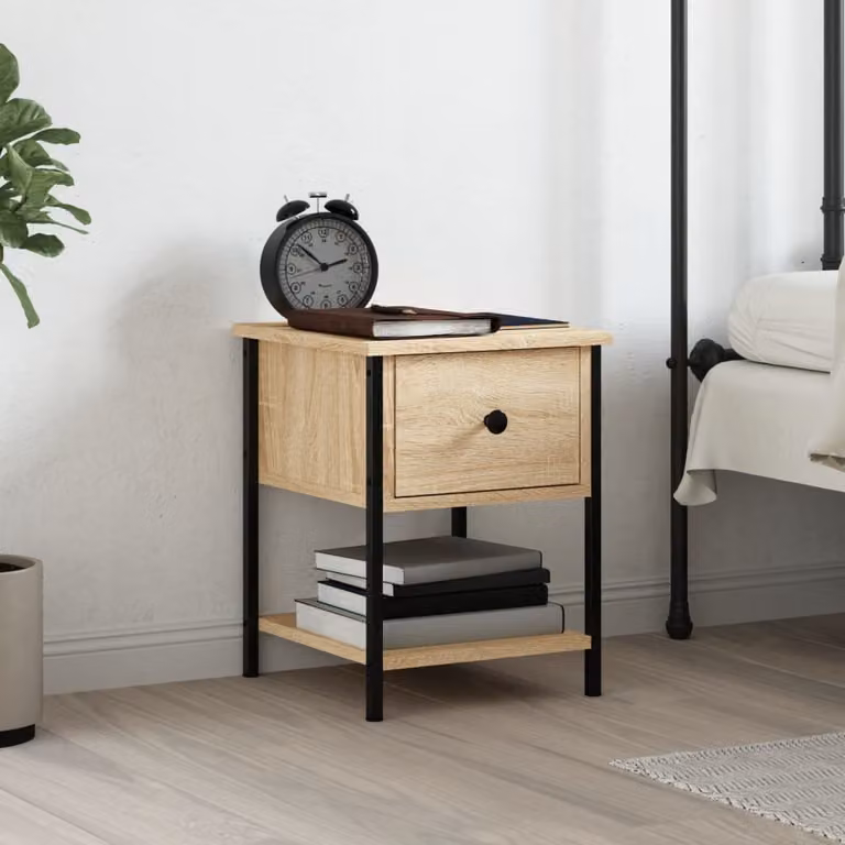 Comodino vidaXL in Legno Multistrato Rovere Sonoma, Moderno, L/P/H: 34 x 35,5 x 45 cm