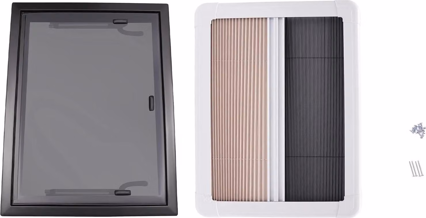 Finestre per camper/roulotte - Finestra a battente per esterni - 65x50 cm - Vetro temperato da 4 mm - Spessore della parete 30–80 mm - Apertura 60x45 cm - Bianco/nero