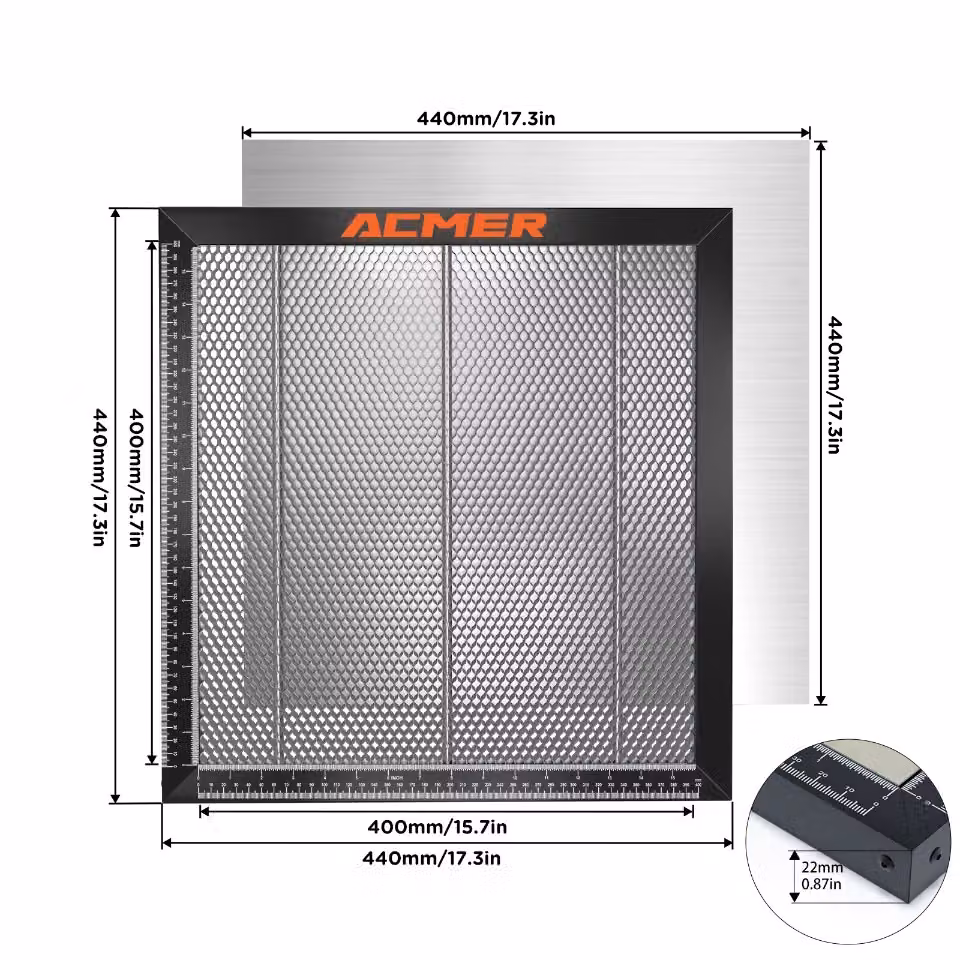 Tavolo da taglio laser a nido d'ape, efficiente circolazione dell'aria, varie opzioni di dimensioni, 440x440 mm