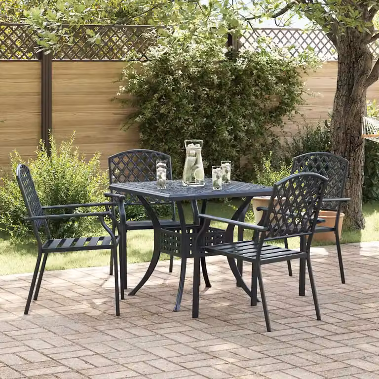 Set di 4 sedie da giardino vidaXL in acciaio antracite impilabili con braccioli