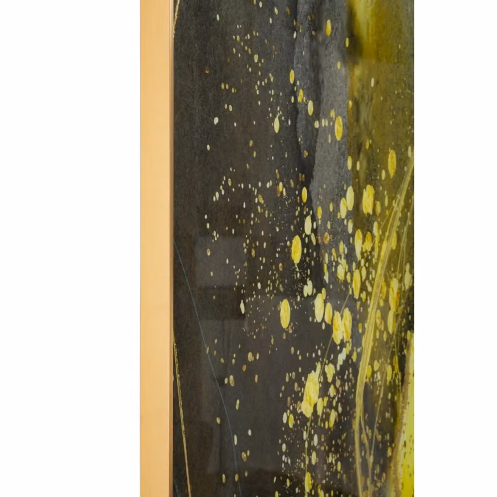 Pannello decorativo astratto Sunny di Vikasa Home in vetro e metallo, colori giallo, nero, oro e bianco, L: 80 cm, H: 120 cm – 2