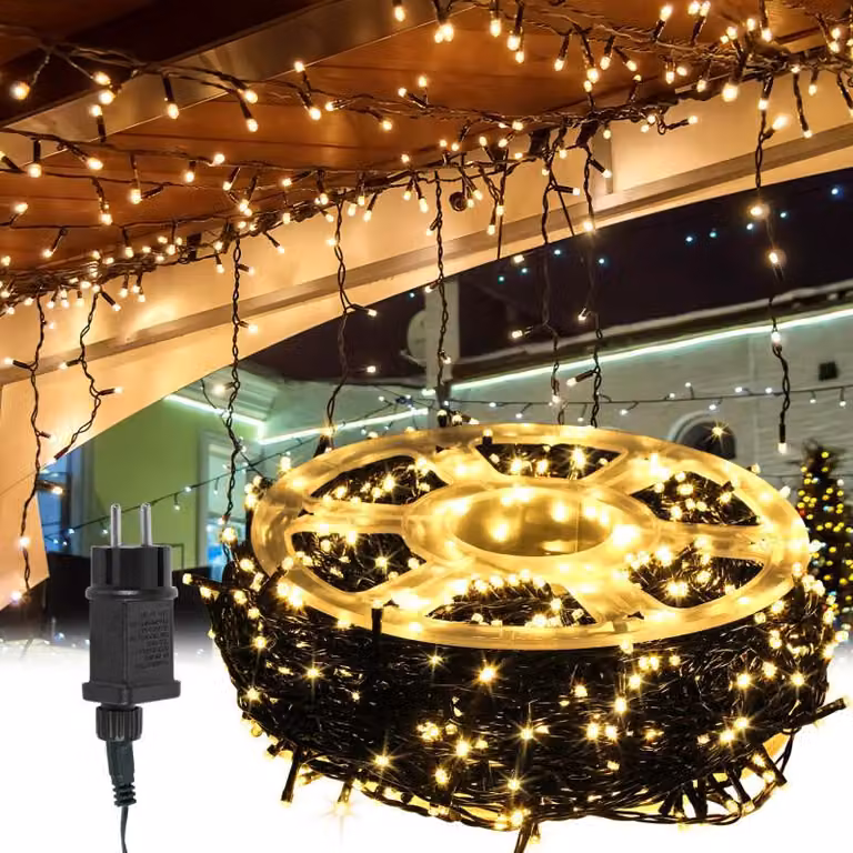 Catena luminosa LED Izrielar, 100 metri, 1000 LED. Catena luminosa per interni ed esterni, con 8 modalità, ideale per decorazioni natalizie, matrimoni, feste, giardini. Luce bianca calda