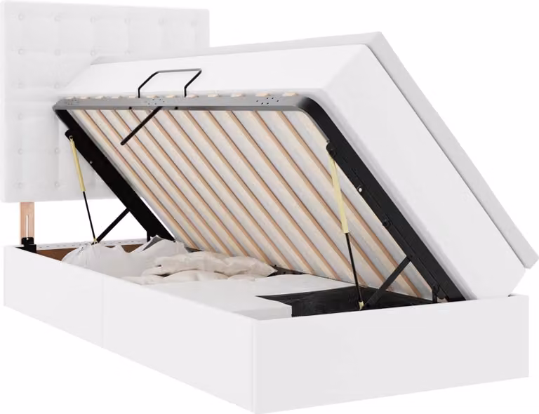 Letto con contenitore e LED con led Bianco Puro 90 x 200 cm