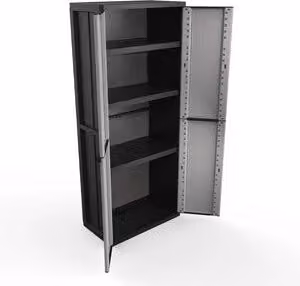 Armadio da giardino Terry con 2 ante e ripiani interni Jline 268, Grigio, L: 68 cm, P: 38 cm, H: 164 cm