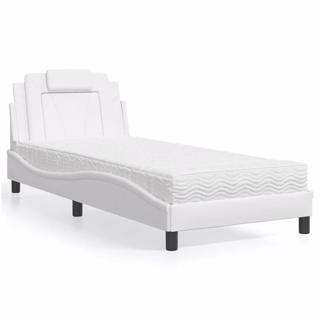 vidaXL Letto Viana Bianco in Similpelle con Materasso L/P: 80 x 200 cm