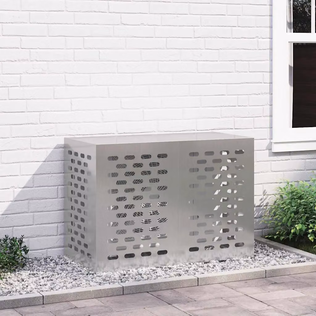 Copertura per condizionatore d'aria vidaXL in acciaio inossidabile, Argento, L 100 x P 50 x H 70 cm