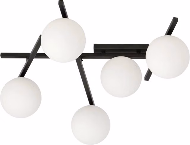 Lampadario Emibig Smart 5 luci E14 nero/opal dimmerabile 67cm
