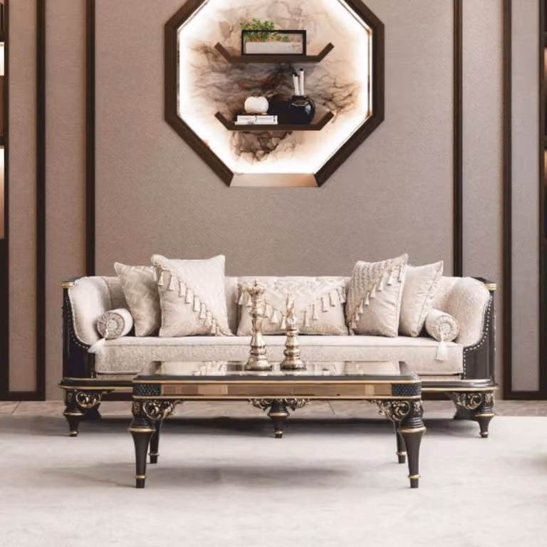 Casa Padrino tavolino barocco beige / marrone / oro 120 cm - Mobili barocchi