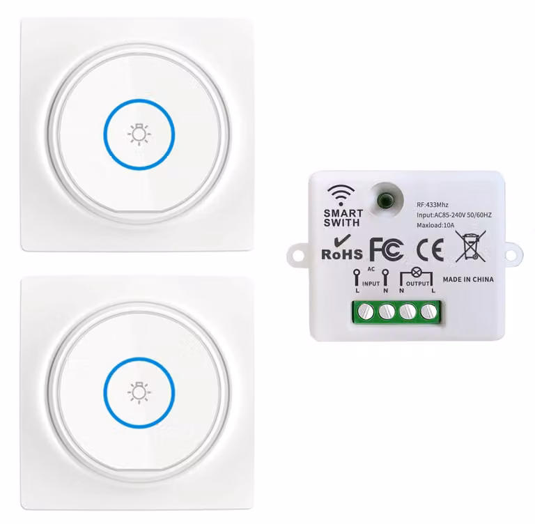 Interruttore wireless con autosufficiente e portata di 100 metri