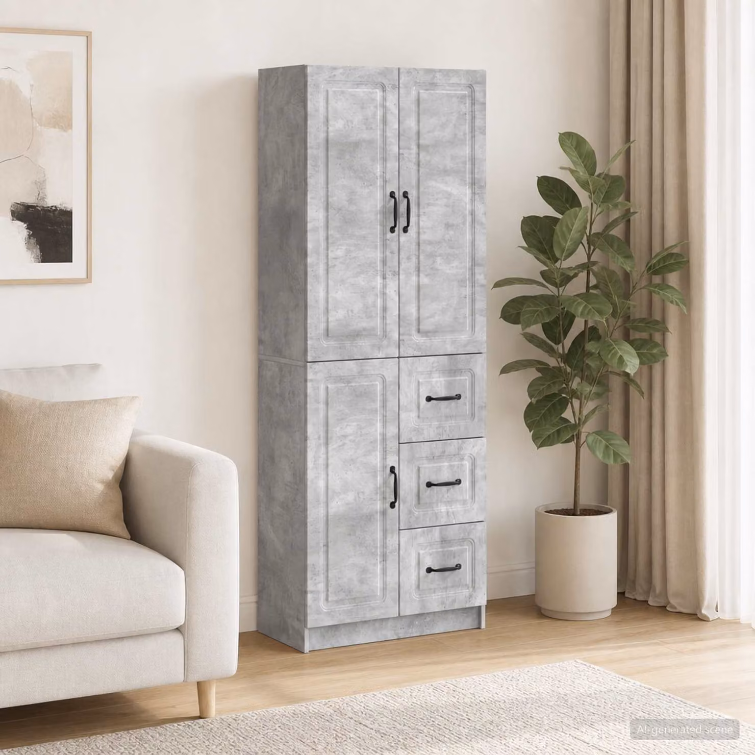 Set di 2 armadi moderni vidaXL in MDF Grigio Cemento con ante a battente e ripiani interni