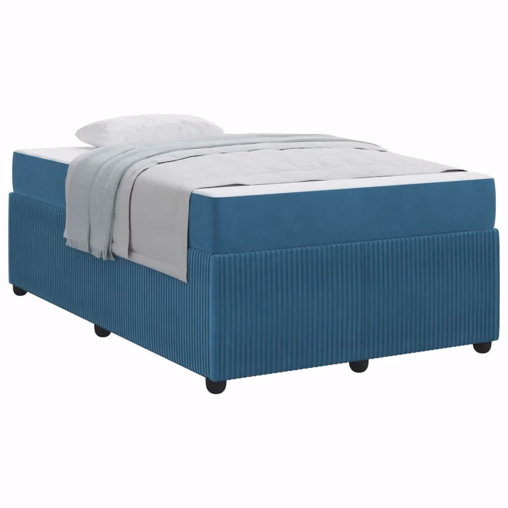 Struttura del letto moderna vidaXL in tessuto blu con legno, L 120 cm x P 200 cm – 2