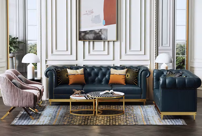Sofagarnitur 3+2 Sitzer Chesterfield Wohnlandschaft Sofas Couchen Polster