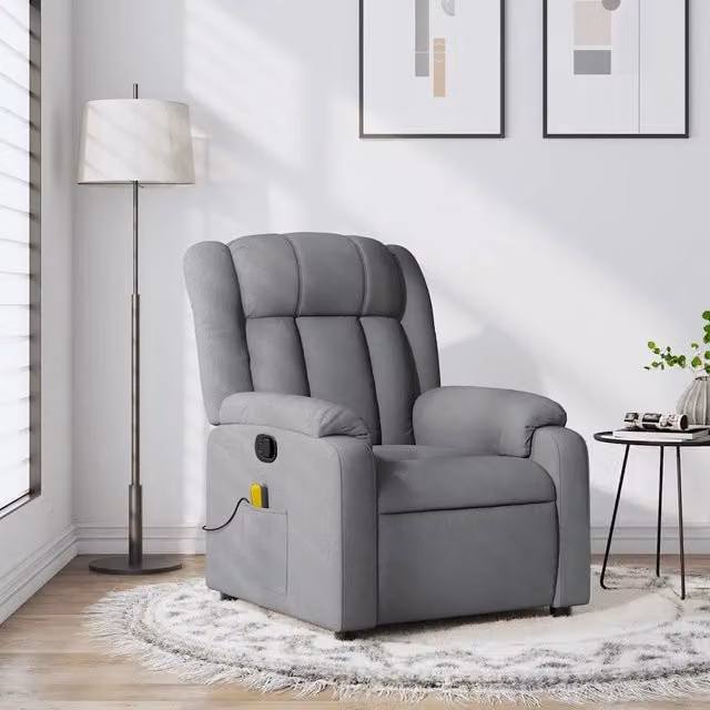 Poltrona Reclinabile Relax vidaXL in Tessuto Grigio con Braccioli e Regolazione Manuale