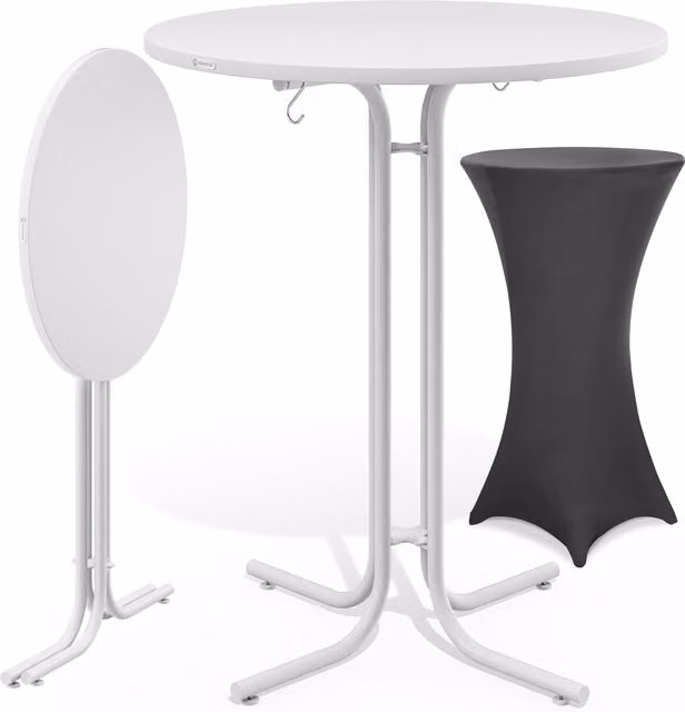 Tavolo bar Casaria® bianco con copertura grigia, moderno e regolabile in altezza, L: 110 cm, P: 70 cm, H: 70-100 cm