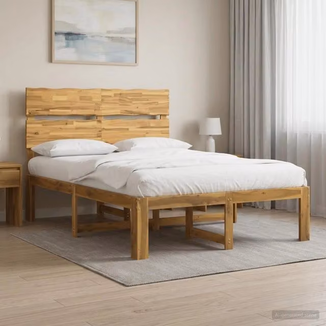 Letto matrimoniale moderno vidaXL in legno di acacia bianco L/P/H: 200 x 120 x 105 cm