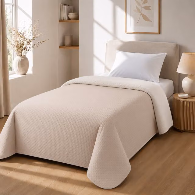 Trapuntino 1 piazza e mezza double face beige
